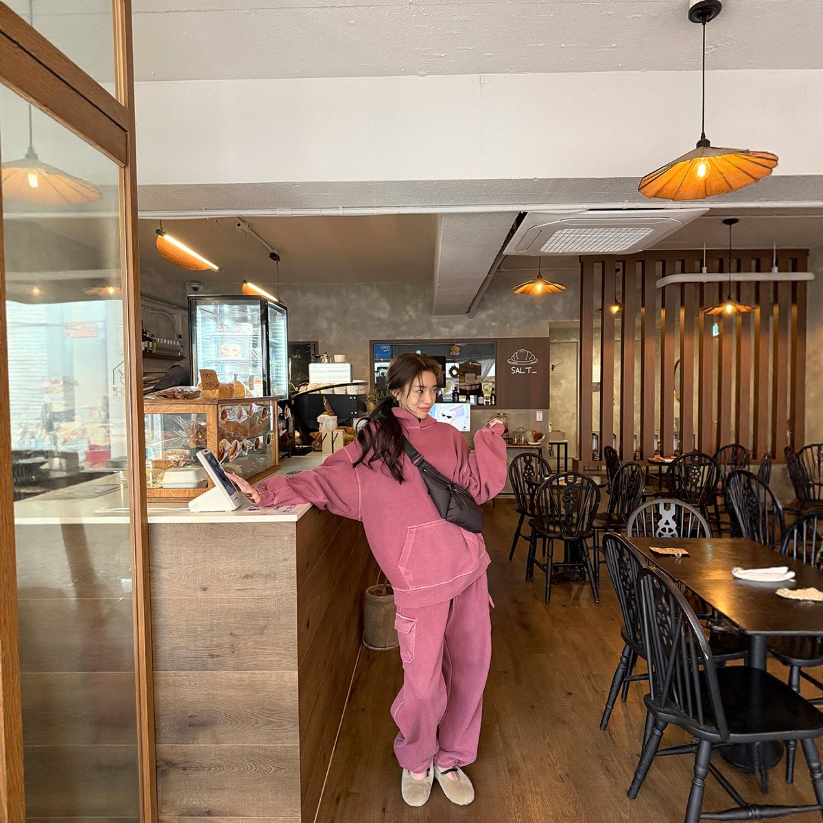 Haners家韩国代购女极简时尚2025年冬宽松舒适口袋休闲裤