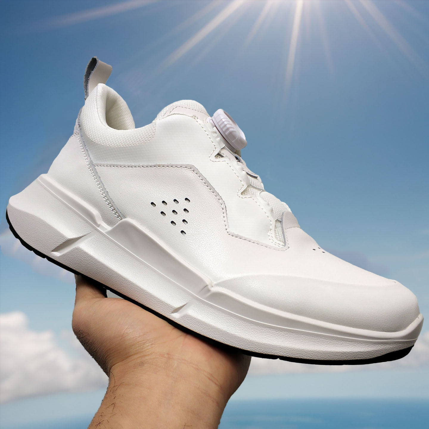 男士健步鞋休闲皮鞋户外登山鞋跑步鞋低帮真皮透气厚底轻软底缓震