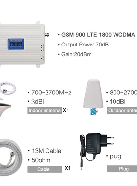 GSM 900 LTE 1800 WCDMA 2100 Signal Repeater 2G 3G 4G Booster