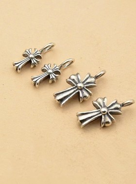 克罗星小十字架925银泰银配件花手链手串DIY珠散珠隔珠圆珠饰品