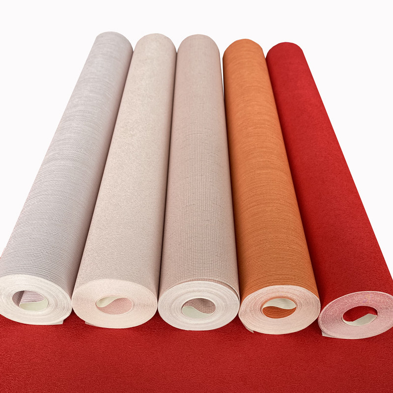 大红色墙纸纯色素色现代简约客厅卧室粉色女孩房电视背景红色壁纸