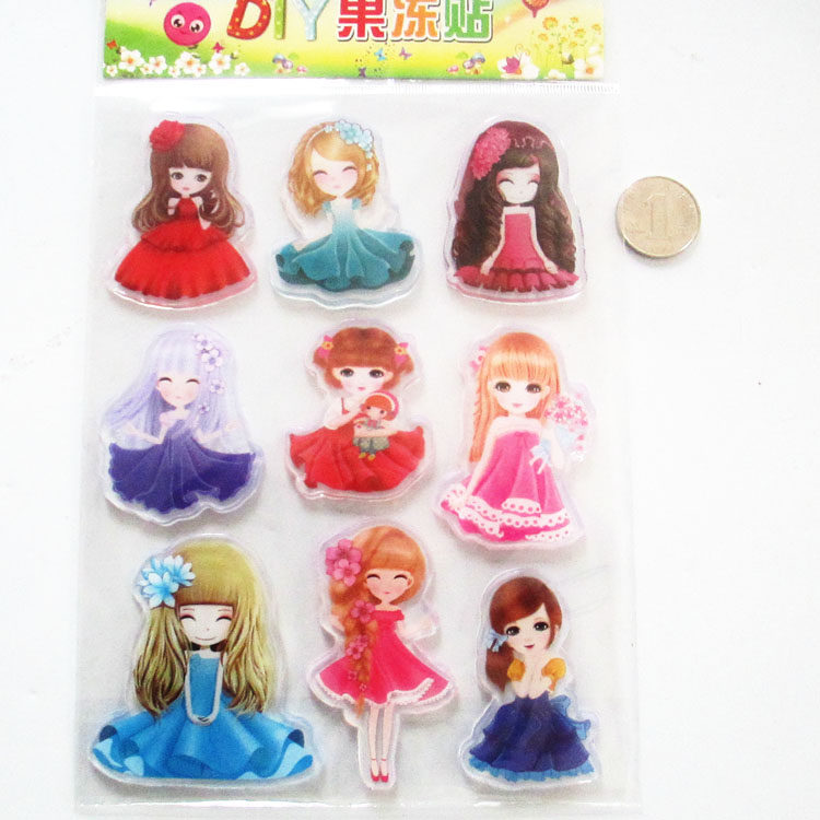 花姑娘贴纸卡通贴画纸儿童果冻粘贴冰箱玻璃瓷砖无痕静电贴衣柜贴