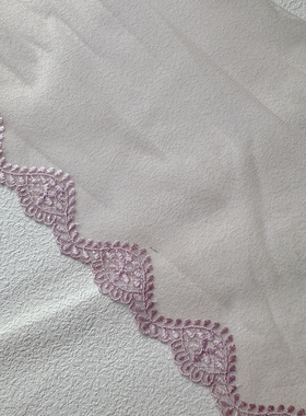 日单紫色网纱刺绣洋装礼服蝴蝶结辅料弹力蕾丝花边