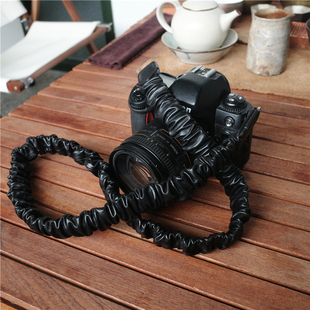 cam 相机背带复古弹力减压挂绳牛皮富士徕卡微单减磅单反肩带