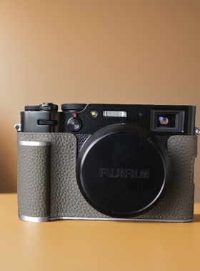cam-in富士X100Vi相机皮套半套保护套复古相机包配件真皮手工底座