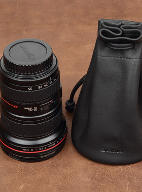 cam-in 胎牛皮小DC真皮相机镜头保护袋微单中号款CA015数码镜头袋