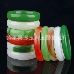 仿玉石粉手镯厂家直销白玉碧玉礼品玉镯子江湖地摊货玻璃手镯批发
