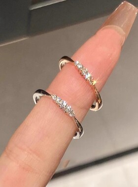 简约仿闪钻戒指女轻奢高级感食指戒小众设计百搭指环2025新款爆款