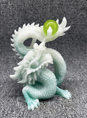 夜光树脂盘龙戏珠生肖龙家居客厅文玩工艺品摆件中国龙工艺品