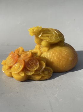 树脂办公室新款上市中式八卦龙龟钱袋摆件家居开业礼品