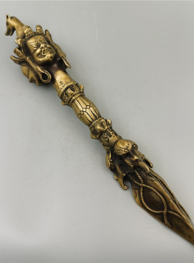 藏传用品黄铜马头明金刚杵法器黄铜普巴杵大号降魔杵