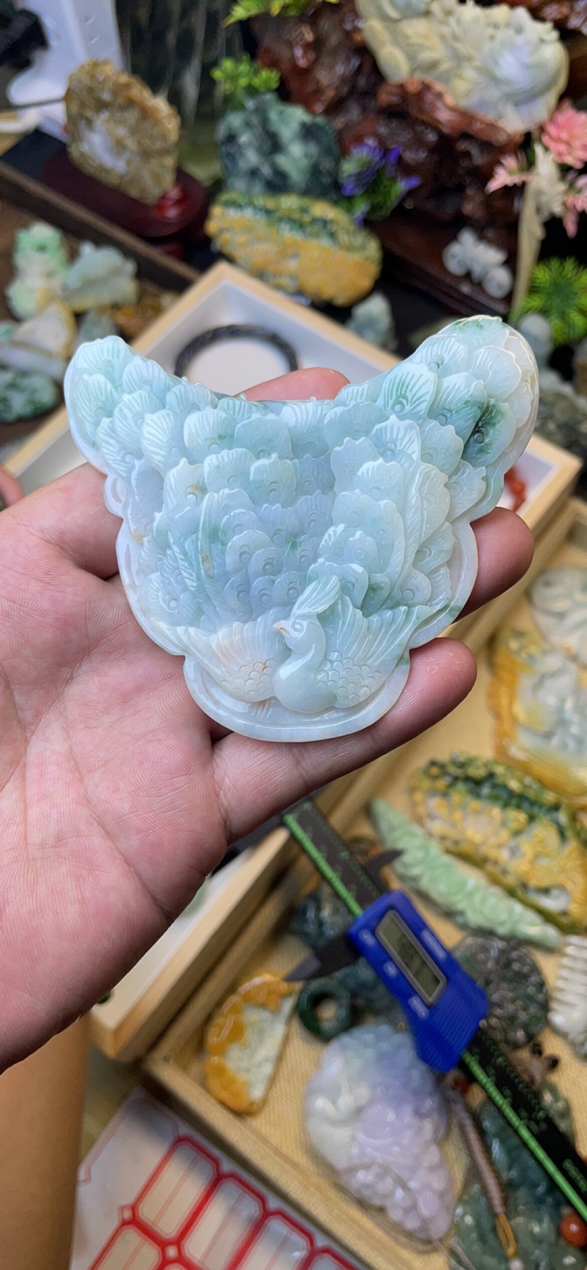 特色凤穿牡丹心如意锁牌满工雕