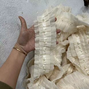 一明花边新款 窗帘辅料配件立体花边法式 珍珠花边中间珍珠款