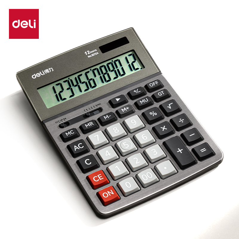 得力1672A12位数太阳能计算器