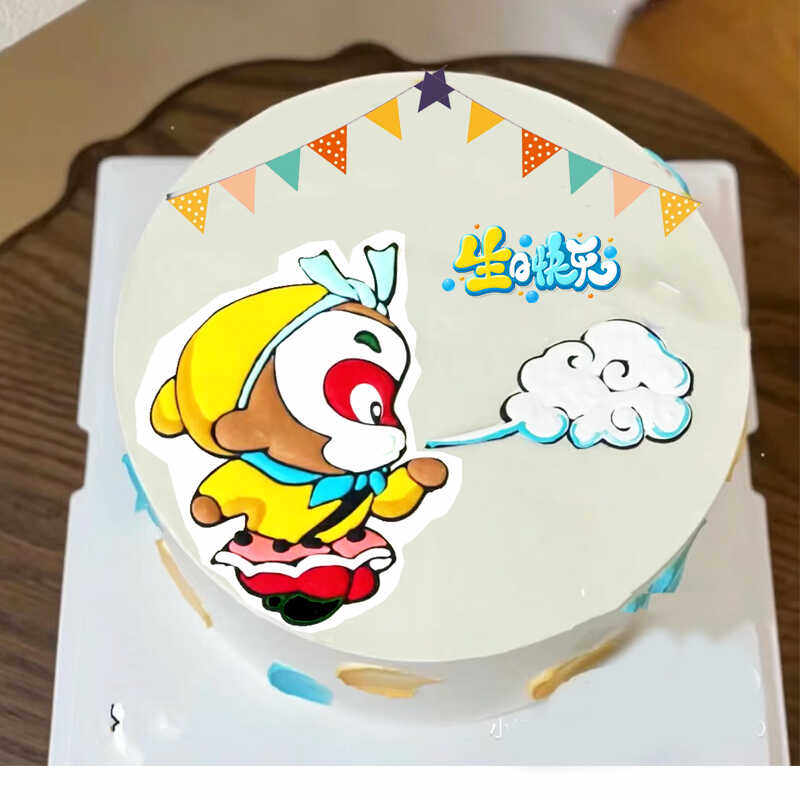 Q版卡通生日蛋糕两张包邮转印纸