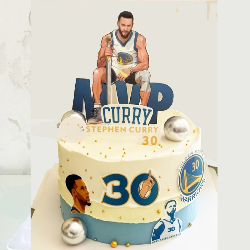篮球库里糯米纸糖纸生日蛋糕装饰勇士队詹姆斯科比烘焙用纸定制
