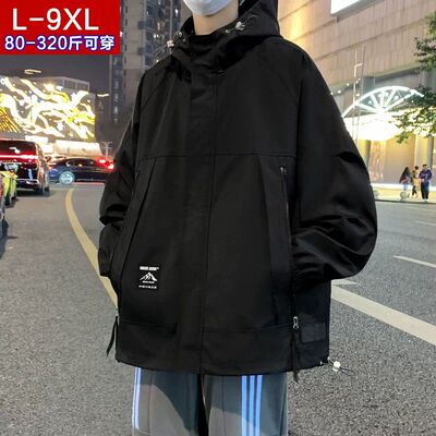 春秋新款大码加绒外套男冲锋衣