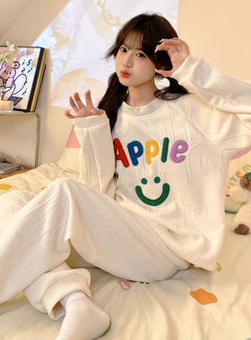 女童睡衣秋冬款儿童夹层空气棉套装薄款纯棉长袖中大童春秋家居服