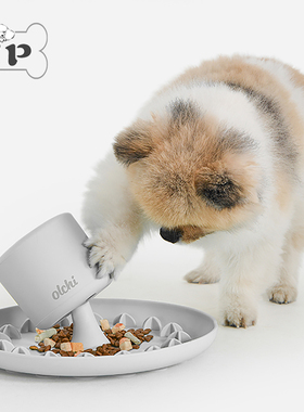 『Memory Pet』韩国代购olchi宠物猫狗防噎硅胶漏食灰色漏食碗