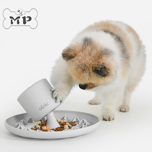 韩代宠物防噎硅胶漏食灰色漏食碗