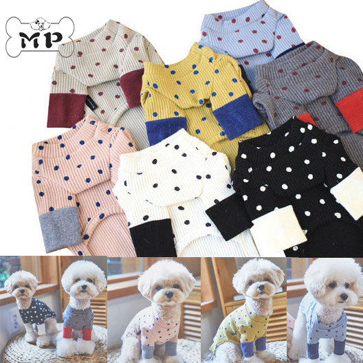 圆点拼色长袖针织衫T恤