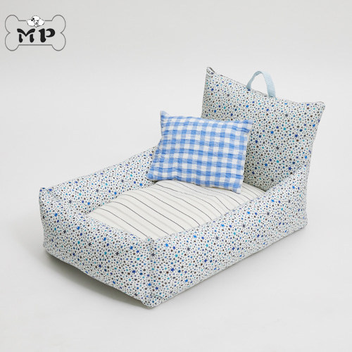 宠物有机棉亚麻可拆洗小星星床垫