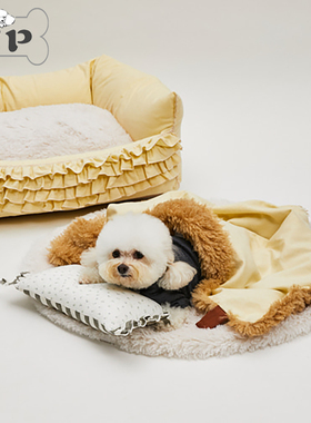 『Memory Pet』韩国代购louisdog秋冬金黄色宠物毛绒毯子沙发圆垫