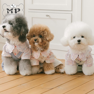 『Memory Pet』韩国rollingpepe秋冬宠物彩色格纹翻领衬衣/背带裤