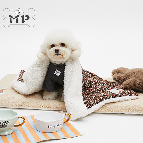 louisdog加绒保暖棕色碎花小毛毯