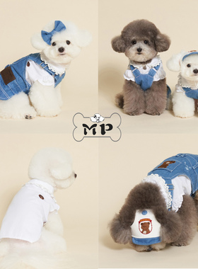 『Memory Pet』韩国meaningless宠物牛仔熊背带裤连衣裙衬衫帽子