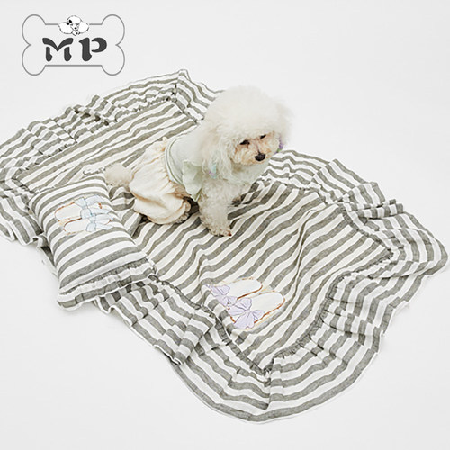 宠物可爱荷叶边条纹沙滩浴巾毛巾