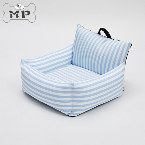 韩代LD宠物天空蓝条纹柔软车载窝
