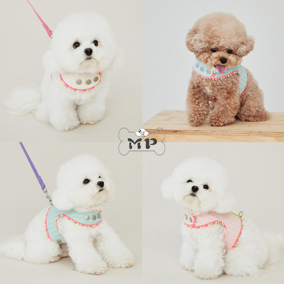 韩代宠物外出撞色小圆点双面胸背