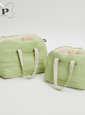 『Memory Pet』韩国louisdog秋冬宠物外出菱形暗纹绿色单肩手提包