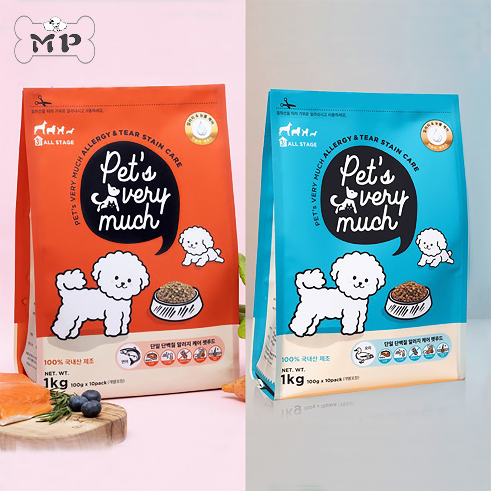 部分现货 ~韩国petsverymuch宠物去泪痕过敏鲑鱼鸭肉半湿狗粮