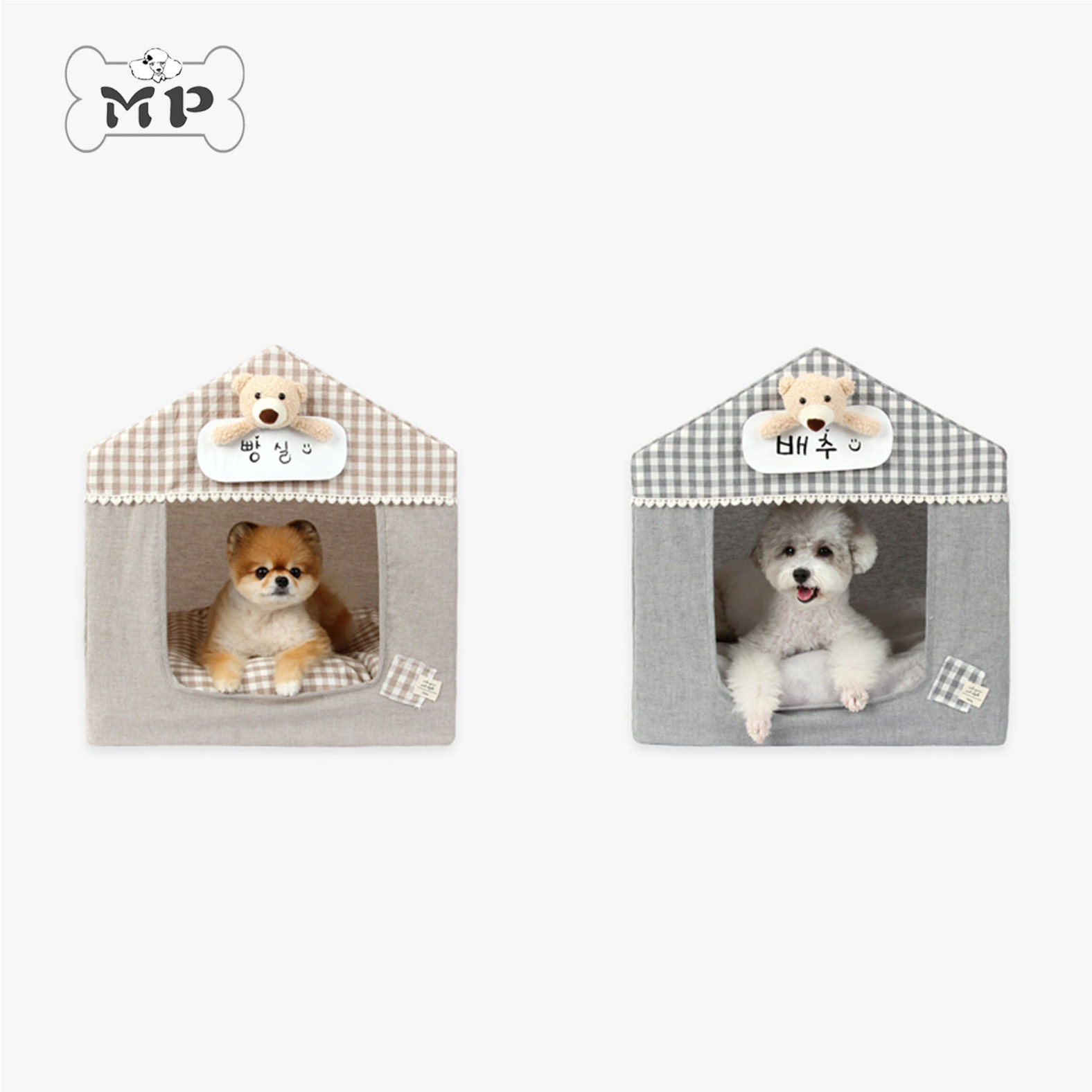 韩代itsdog宠物格纹垫子小熊帐篷