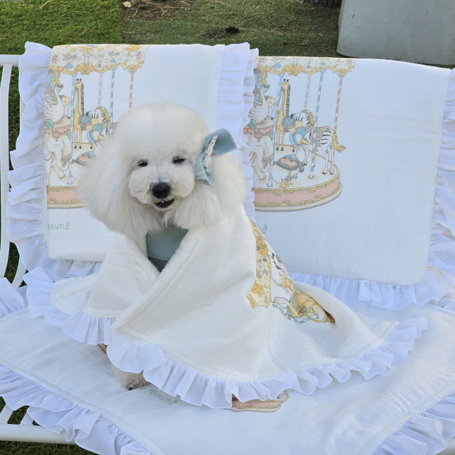 韩代宠物旋转木马荷叶边垫子毯子