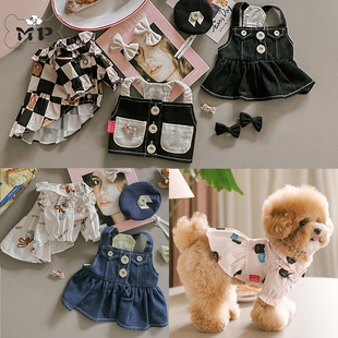 『Memory Pet』韩国rollingpepe宠物小熊兔子牛仔蓝背带裙连衣裙