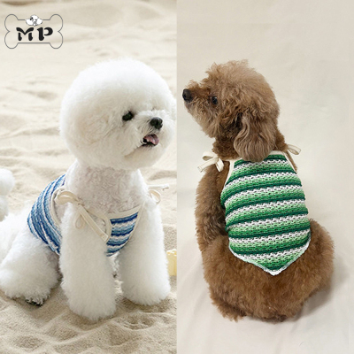 韩代宠物波浪条纹透气吊带上衣