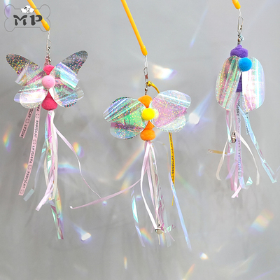 韩代宠物响纸铃铛毛绒蝴蝶逗猫棒