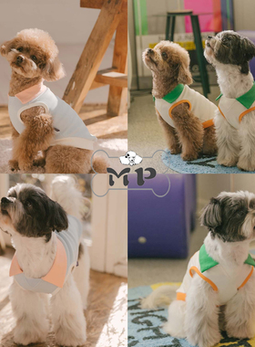 『Memory Pet』韩国代购scamper春秋宠物橘子花朵翻领无袖背心