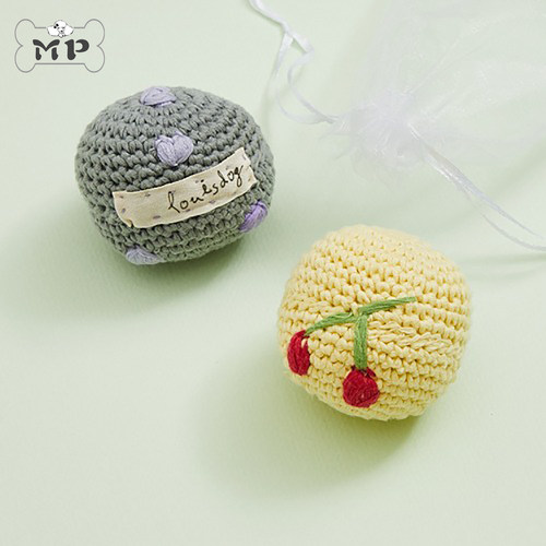 韩代宠物爱心樱桃铃铛棉球玩具