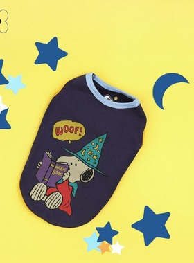 『Memory Pet』韩国代购parisdog宠物猫狗史努比复古魔法拼色T恤