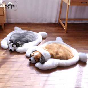 哈士奇圣伯纳德犬造型秋冬毛绒宠物垫子 Memory Pet 韩国代购