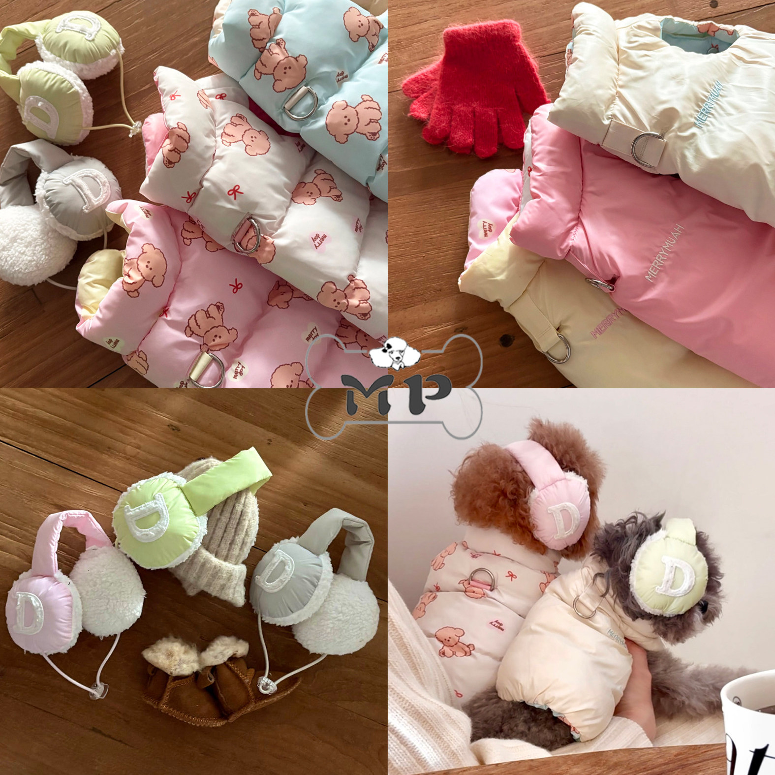 韩代宠物毛绒耳罩帽可爱小熊马甲