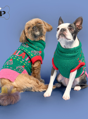 『Memory Pet』韩国代购宠物冬季保暖FALALA绿色圣诞树高领毛衣