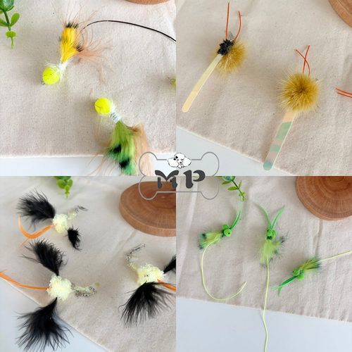 韩代宠物恶魔虫毛虫逗猫棒替换头