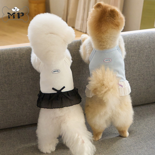 『Memory Pet』韩国代购bennys宠物春夏蝴蝶结荷叶边吊带连衣裙