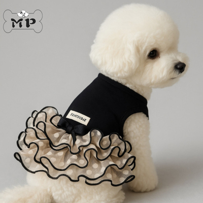 宠物水晶波点蕾丝芭蕾舞连衣裙