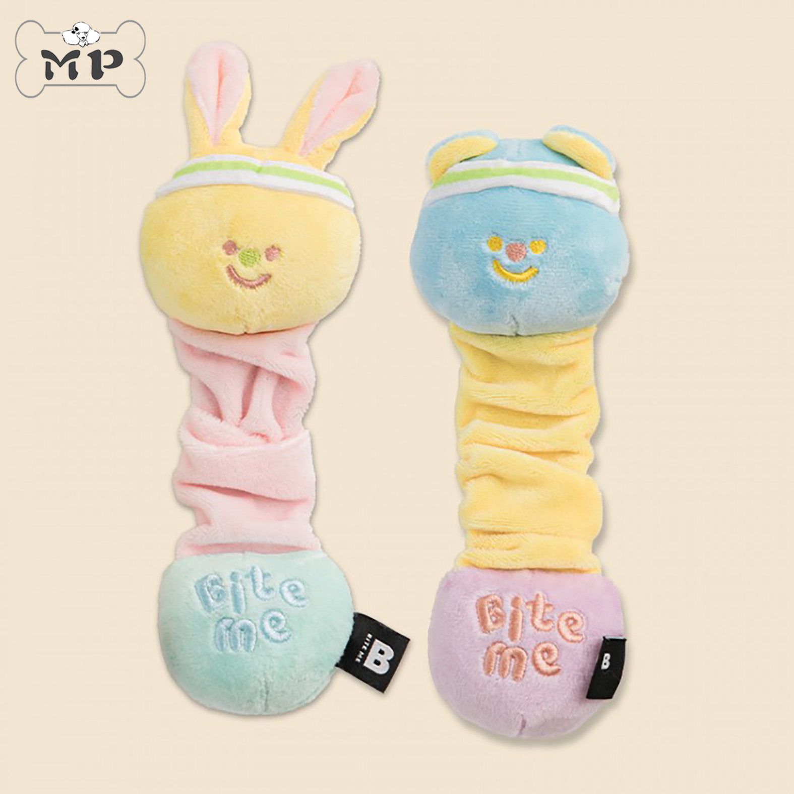 韩代宠物兔子小熊拔河发声玩具